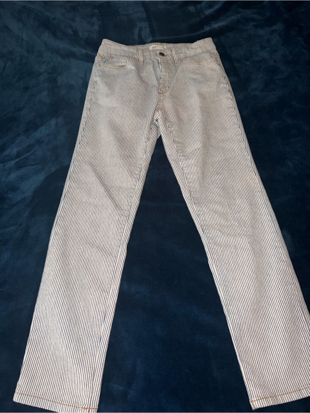 Oat New York Women's White & Blue Pinstripe Jeans